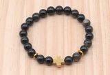 CGB8941 8mm, 10mm golden obsidian, cross & rondelle hematite beaded bracelets