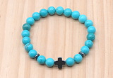 CGB8946 8mm, 10mm turquoise, cross & rondelle hematite beaded bracelets