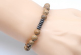 CGB8960 8mm, 10mm picture jasper & rondelle hematite beaded bracelets