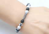 CGB8964 8mm, 10mm black & white jasper & rondelle hematite beaded bracelets