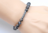 CGB8968 8mm, 10mm grey opal & rondelle hematite beaded bracelets