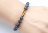 CGB8970 8mm, 10mm black labradorite & rondelle hematite beaded bracelets