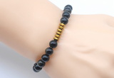 CGB8971 8mm, 10mm golden obsidian & rondelle hematite beaded bracelets