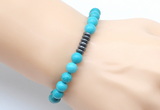 CGB8976 8mm, 10mm turquoise & rondelle hematite beaded bracelets