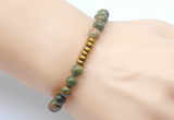 CGB8977 8mm, 10mm unakite & rondelle hematite beaded bracelets