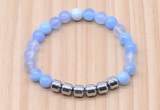 CGB8981 8mm, 10mm blue agate & drum hematite beaded bracelets