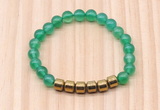 CGB8982 8mm, 10mm green agate & drum hematite beaded bracelets