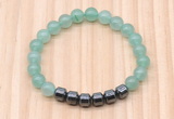 CGB8983 8mm, 10mm green aventurine & drum hematite beaded bracelets