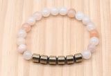 CGB8984 8mm, 10mm pink aventurine & drum hematite beaded bracelets