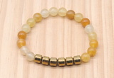 CGB8985 8mm, 10mm yellow aventurine & drum hematite beaded bracelets