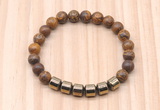 CGB8989 8mm, 10mm elephant skin jasper & drum hematite beaded bracelets