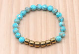 CGB8992 8mm, 10mm blue sea sediment jasper & drum hematite beaded bracelets