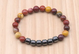 CGB8995 8mm, 10mm mookaite & drum hematite beaded bracelets