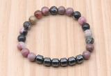 CGB8996 8mm, 10mm rhodonite & drum hematite beaded bracelets