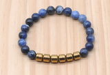 CGB9005 8mm, 10mm sodalite & drum hematite beaded bracelets