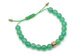 CGB9022 8mm, 10mm green agate & drum hematite adjustable bracelets