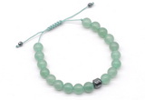 CGB9023 8mm, 10mm green aventurine & drum hematite adjustable bracelets