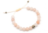 CGB9024 8mm, 10mm pink aventurine & drum hematite adjustable bracelets