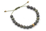 CGB9031 8mm, 10mm dragon blood jasper & drum hematite adjustable bracelets