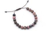 CGB9036 8mm, 10mm rhodonite & drum hematite adjustable bracelets