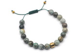 CGB9037 8mm, 10mm African turquoise & drum hematite adjustable bracelets