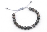 CGB9038 8mm, 10mm grey opal & drum hematite adjustable bracelets