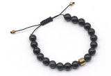 CGB9041 8mm, 10mm golden obsidian & drum hematite adjustable bracelets