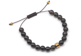 CGB9043 8mm, 10mm smoky quartz & drum hematite adjustable bracelets