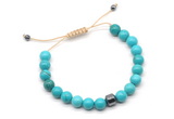 CGB9046 8mm, 10mm turquoise & drum hematite adjustable bracelets