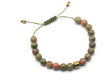 CGB9047 8mm, 10mm unakite & drum hematite adjustable bracelets