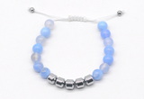 CGB9061 8mm, 10mm blue agate & drum hematite adjustable bracelets