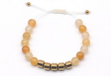 CGB9065 8mm, 10mm yellow aventurine & drum hematite adjustable bracelets