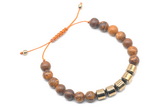 CGB9069 8mm, 10mm elephant skin jasper & drum hematite adjustable bracelets