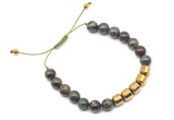 CGB9071 8mm, 10mm dragon blood jasper & drum hematite adjustable bracelets