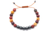 CGB9075 8mm, 10mm mookaite & drum hematite adjustable bracelets