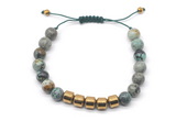 CGB9077 8mm, 10mm African turquoise & drum hematite adjustable bracelets