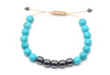 CGB9086 8mm, 10mm turquoise & drum hematite adjustable bracelets