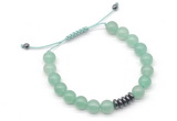 CGB9103 8mm, 10mm green aventurine & rondelle hematite adjustable bracelets