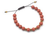 CGB9107 8mm, 10mm red jasper & rondelle hematite adjustable bracelets