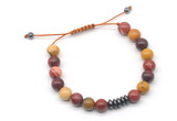 CGB9115 8mm, 10mm mookaite & rondelle hematite adjustable bracelets