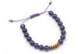 CGB9124 8mm, 10mm amethyst & rondelle hematite adjustable bracelets