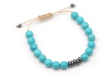 CGB9126 8mm, 10mm turquoise & rondelle hematite adjustable bracelets