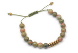 CGB9127 8mm, 10mm unakite & rondelle hematite adjustable bracelets