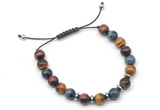 CGB9128 8mm, 10mm colorful tiger eye & rondelle hematite adjustable bracelets