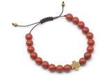 CGB9147 8mm, 10mm red jasper & cross hematite adjustable bracelets