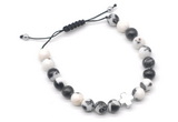 CGB9154 8mm, 10mm black & white jasper & cross hematite adjustable bracelets