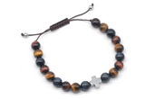 CGB9168 8mm, 10mm colorful tiger eye & cross hematite adjustable bracelets