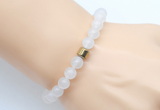 CGB9235 8mm, 10mm white jade & drum hematite power beads bracelets