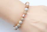 CGB9239 8mm, 10mm fossil coral & drum hematite power beads bracelets