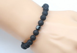 CGB9243 8mm, 10mm black lava & drum hematite power beads bracelets